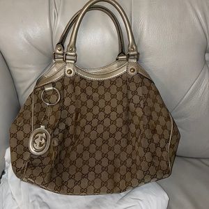 Authentic Gucci Gold Monogram Sukey medium tote